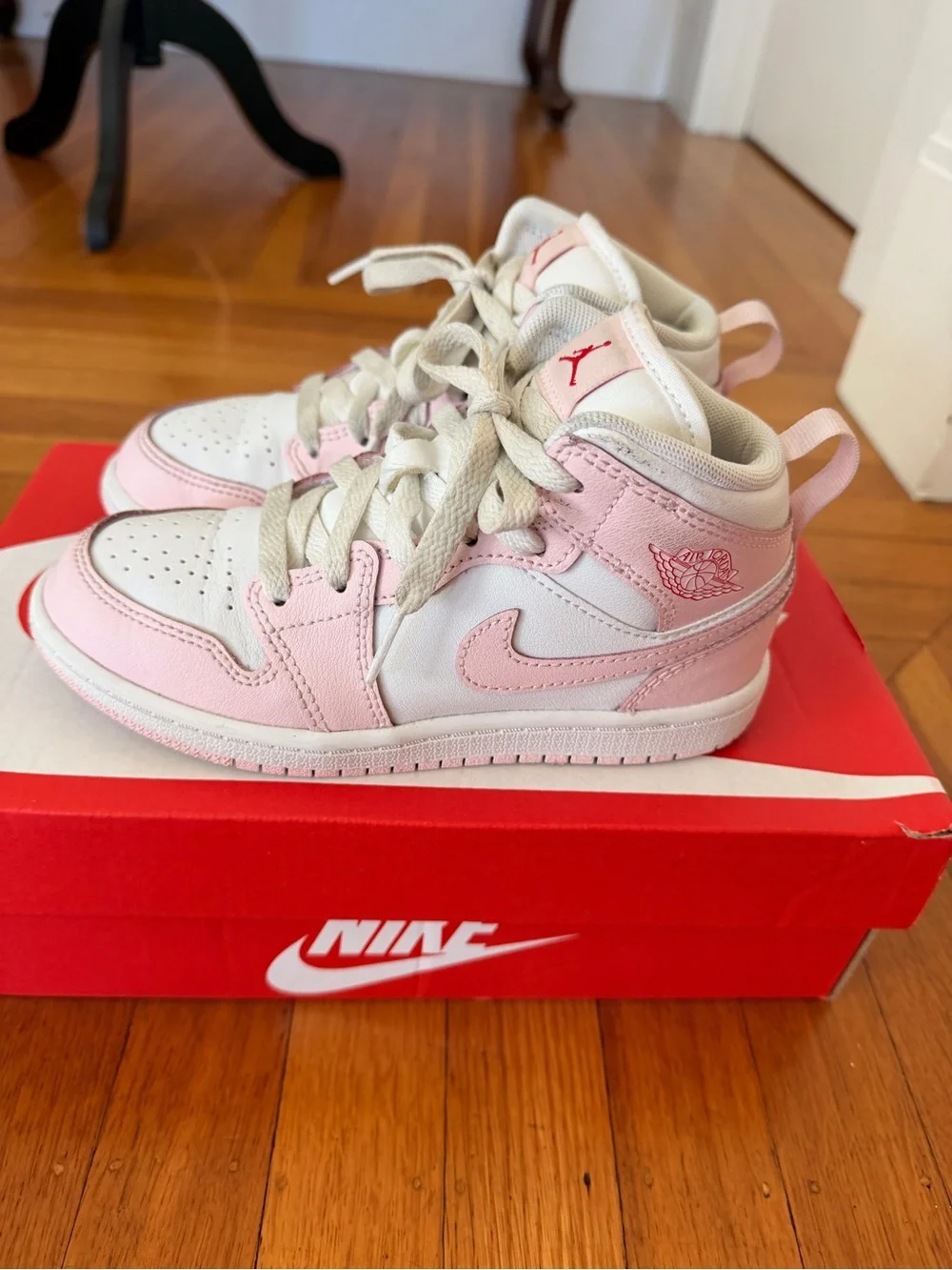 Nike Air Jordan Kids' Pink and White High-Top Sneakers